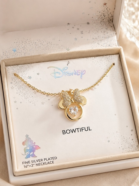 Disney Jewelry - Disney Bowtiful Gold Bow & Crystal Minnie Necklace
